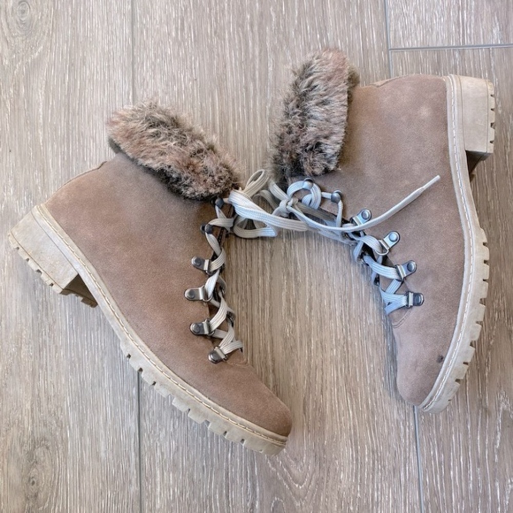 G.H. Bass Aubrey Women's Winter/Hiker Boots Suede and Faux Fur Brown Size 8.5 - Picture 4 of 13
